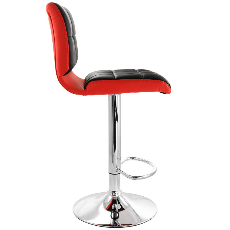 Elama 2 Piece Adjustable Faux Leather Two Toned Bar Stool in Black and Red