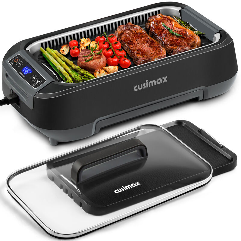 Cusimax 1500W Smokeless Indoor Grill, Electric Grill with Non-stick Removable Grill Plate, BBQ Grill with LED Smart Display & Tempered Glass Lid image number 0