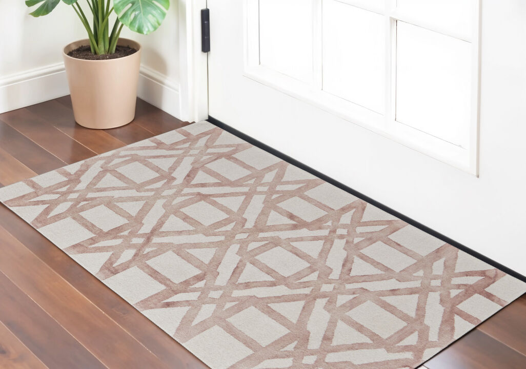 HomeRoots Wool Geometric Hand Tufted Area Rug