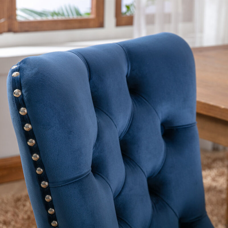 Streamdale Contemporary Velvet Dining Chairs, Blue, 2-PCS Set image number 7