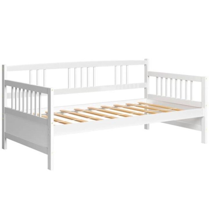 Hivvago 2-in-1 Wood Daybed Frame Sofa Bed in White Finish