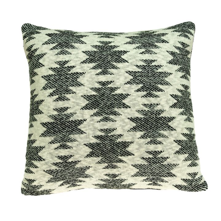20” Gray and Beige Awnee Southwestern Knitted Square Throw Pillow