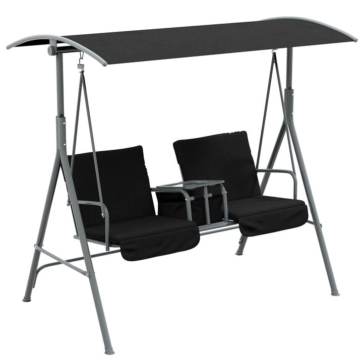 Hivvago Patio Swing Chair with Table for Backyard and Garden