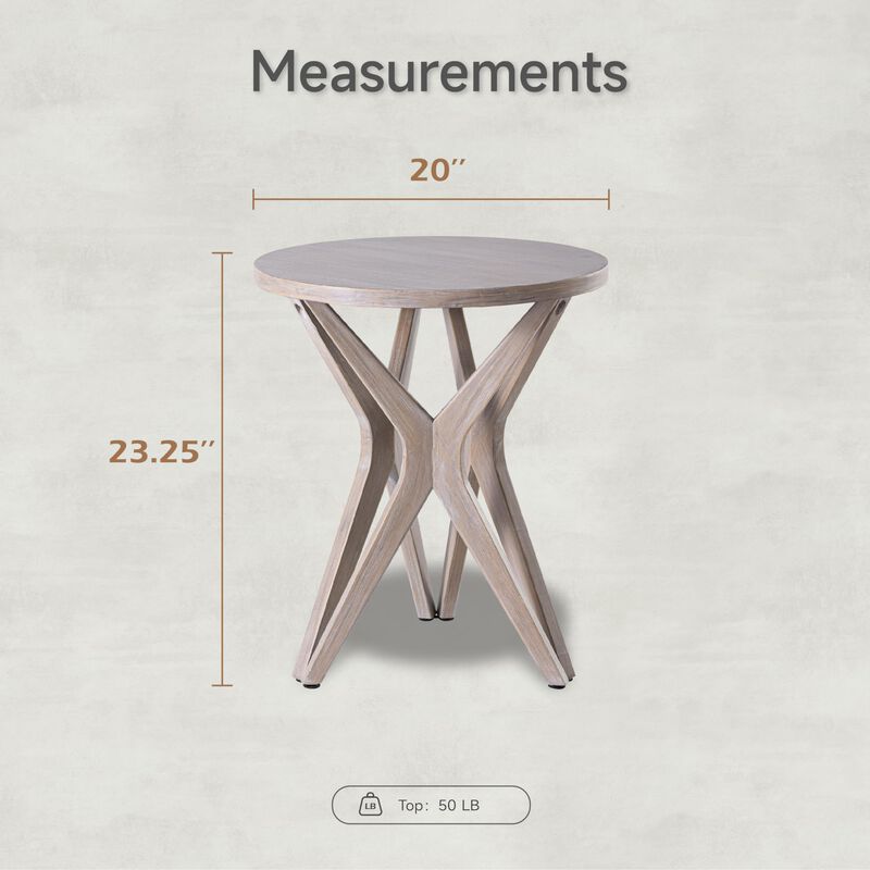 LONYKE Pedestal Farmhouse End Table Set of 2, Distressed Top with Tripod Base Bedside Table for Living Room, Modern, Boho Decor,