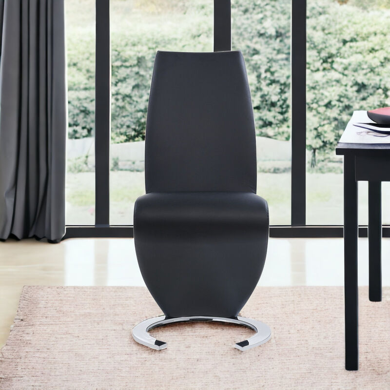 Set of 2 Modern Dining Chairs with Horseshoe Metal Base, Stylish Side Chairs image number 2