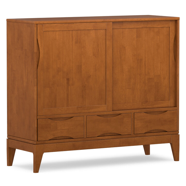 Harper 48 inch Wide Solid Hardwood Mid-Century Modern Medium Storage Cabinet in Teak Brown