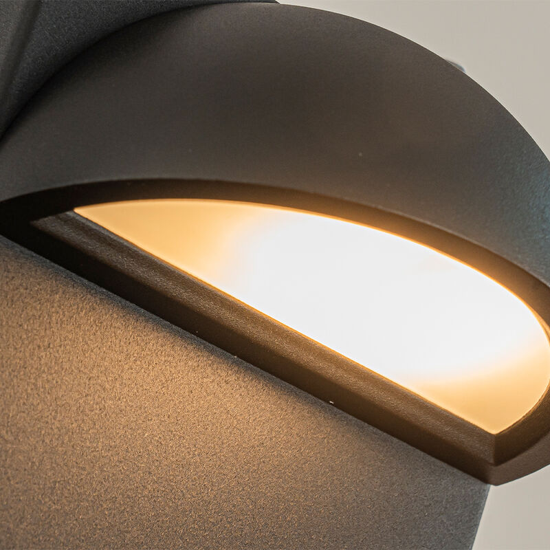 1-Light H11 in. Modern Outdoor Integrated LED Wall Light with Dusk-to-Dawn Sensor Minimalist Lines Black Exterior Sconce image number 6