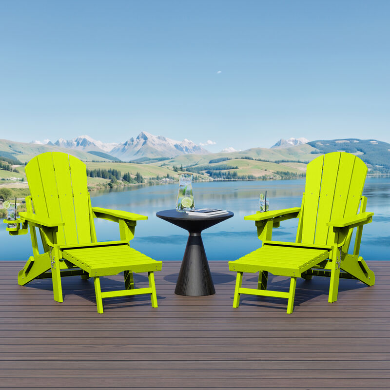 WestinTrends Folding Adjustable Adirondack Chair with Retractable Ottoman and Cup Holder (Set of 2) image number 1