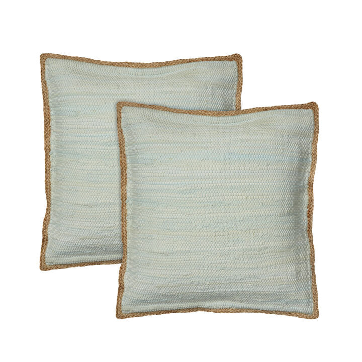HomeRoots Set of Two 20" Gray And Natural Cotton And Jute Throw Pillows