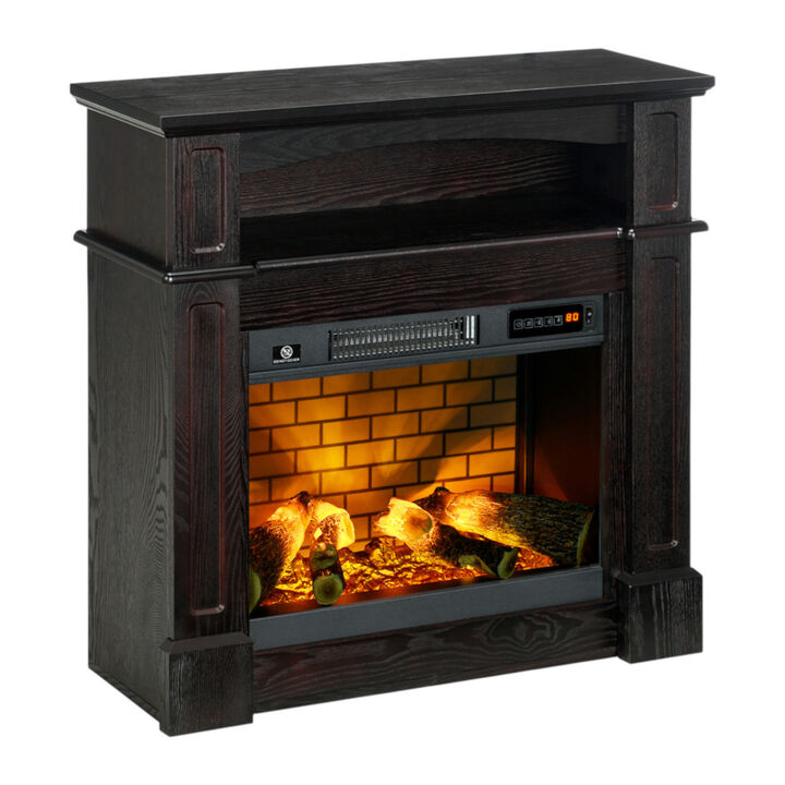 Electric fireplace heater with realistic flames and adjustable heat for cozy rooms