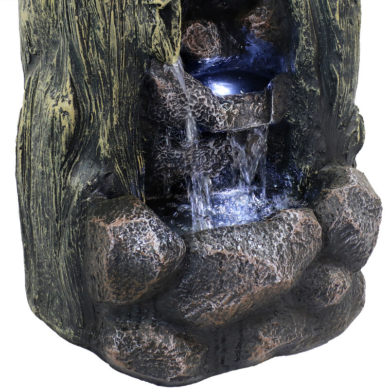 Sunnydaze Cavern of Mystery Waterfall Fountain with LED Lights - 28 in