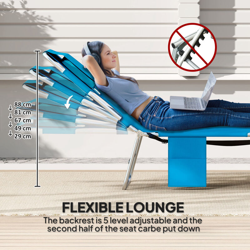 Hivvago Adjustable Outdoor Chaise Lounge Chair with Pillow image number 3