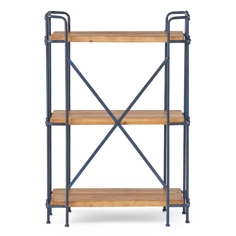 Industrial Etagere Bookcase Metal and Fir Wood