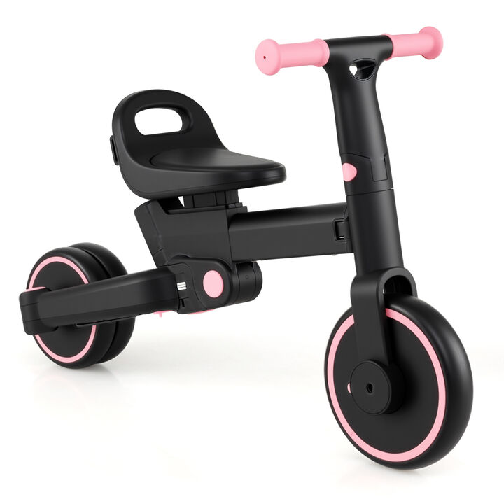 4 in 1 Kids Tricycle with Push Handle Foldable Design and Adjustable Seat