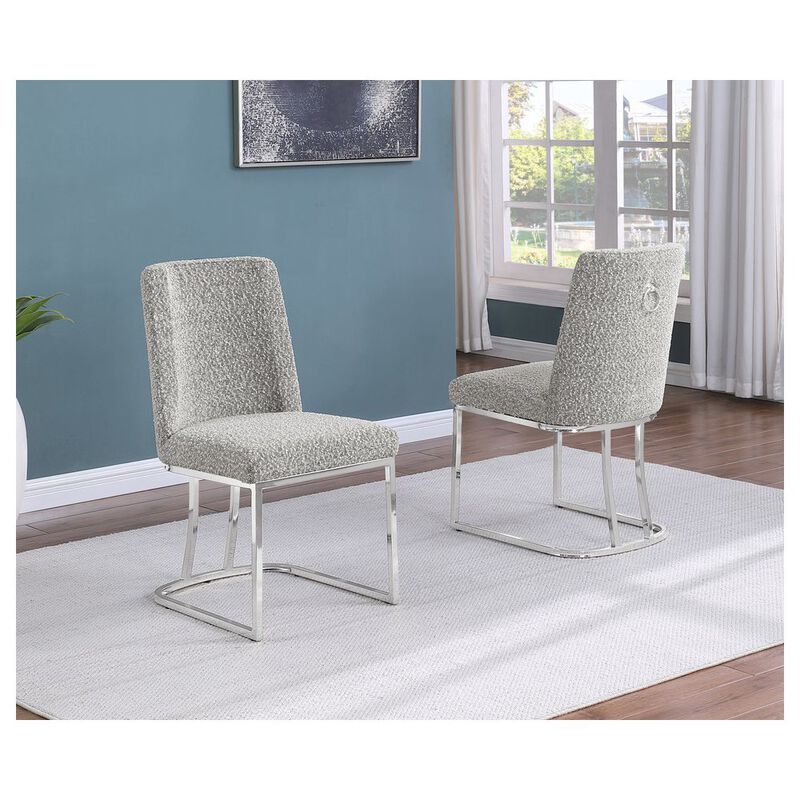 Rich Gray With Silver Chrome Base Side Chairs, Set Of 2