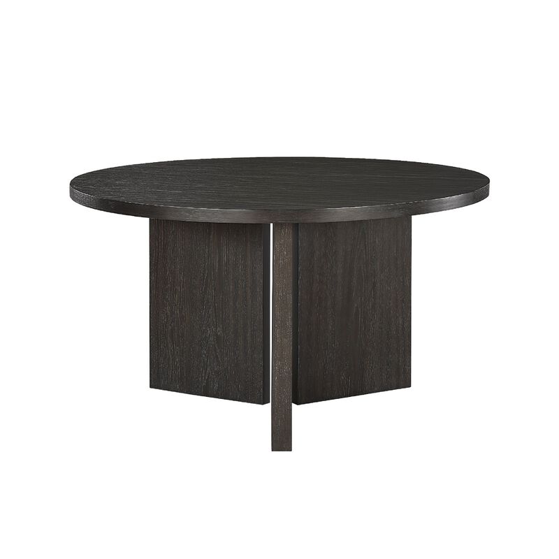 Mez Dining Table, 54 Inch Circular Top, Pedestal Base, Ebony Black image number 2