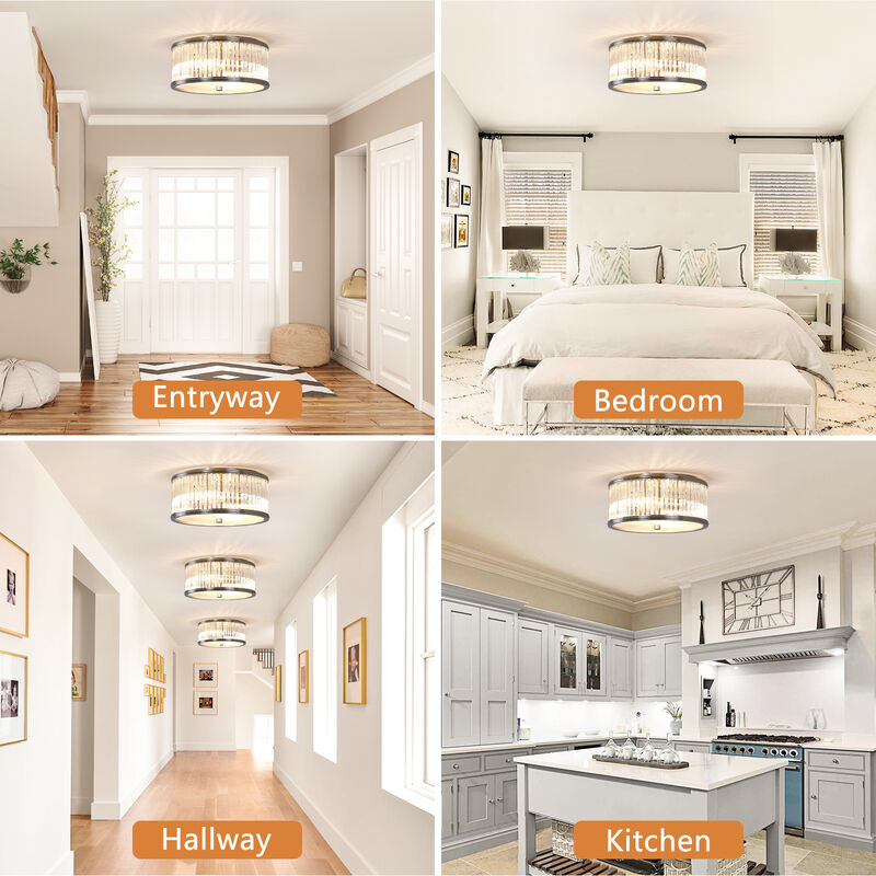 Modern 2-Light Flush Mount Ceiling Light with Clear Glass image number 8