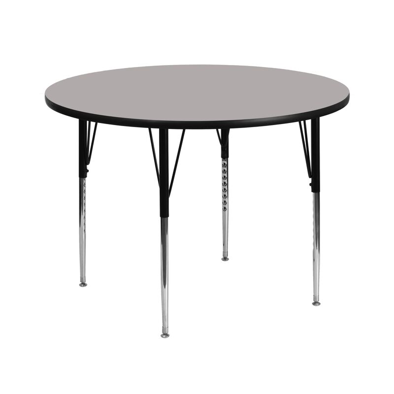 Flash Furniture 42'' Round Grey HP Laminate Activity Table - Standard Height Adjustable Legs