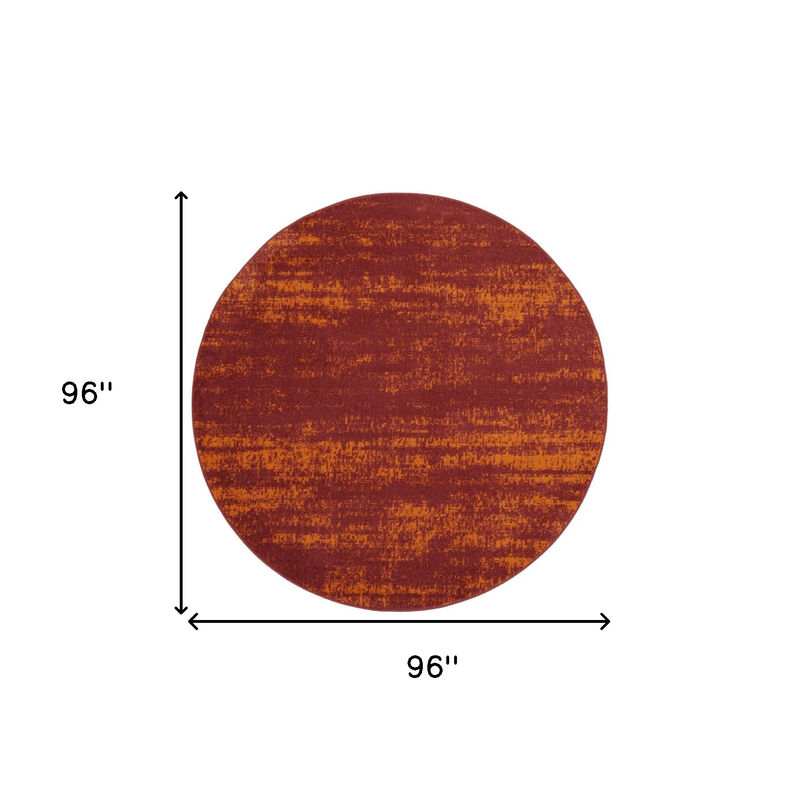 HomeRoots 8' Red And Orange Round Abstract Indoor Outdoor Area Rug image number 3