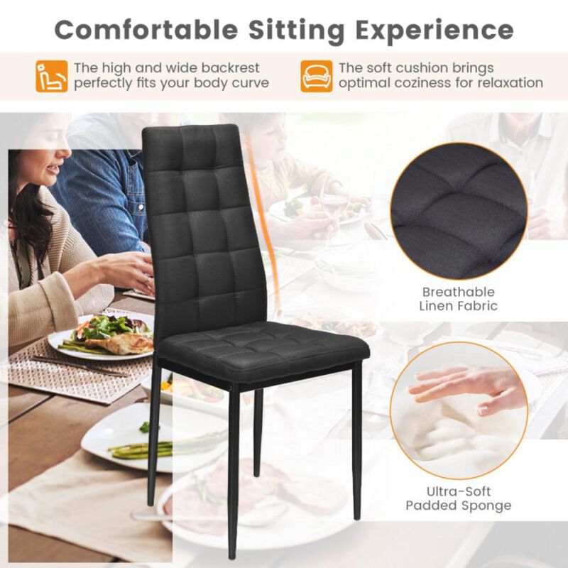 Hivvago Set of 4 Fabric Dining Chairs Set with Upholstered Cushion and High Back image number 4