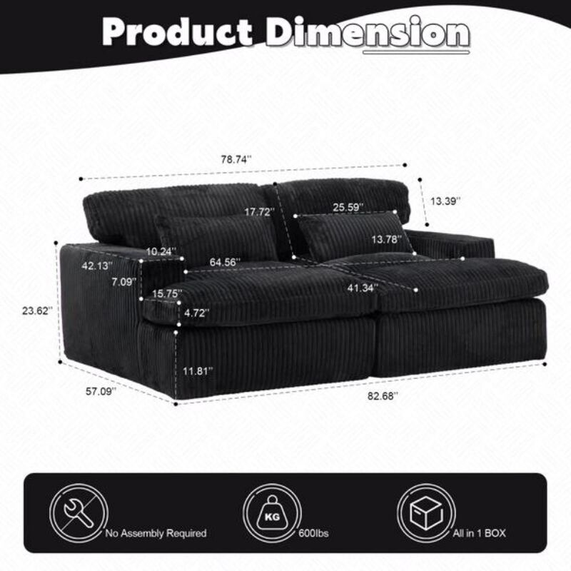 Oversized Double Chaise Lounge Sofa Bed with Deep Seat and Plush Upholstery image number 6
