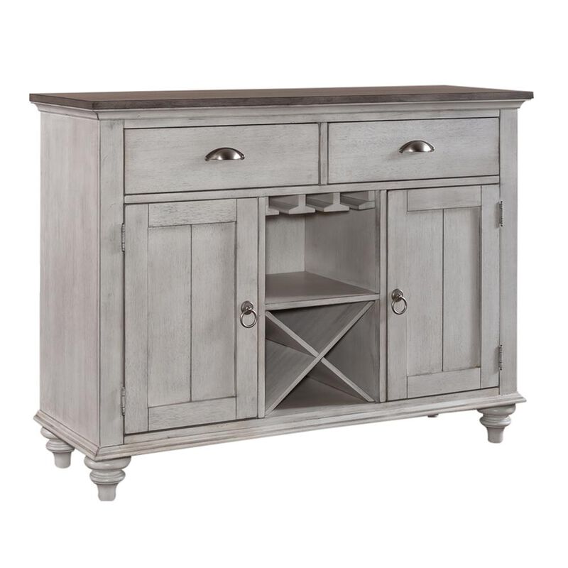 Liberty Furniture Ocean Isle Buffet in Antique White w/ Weathered Pine image number 0