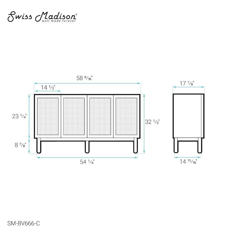 Classe 60" Bathroom Vanity in Oak-Cabinet Only image number 5
