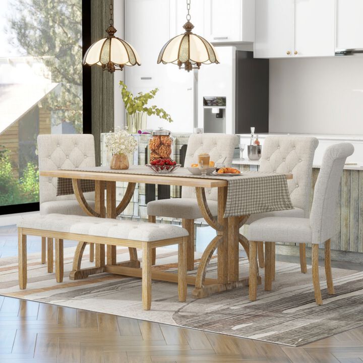 Poxtug Retro Farmhouse Rectangular Dining Set