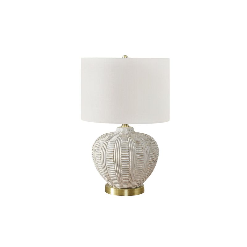 Monarch Specialties I 9617 - Lighting, 21"H, Table Lamp, Ivory / Cream Shade, Cream Resin, Transitional