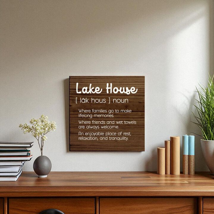 Lake House Definition Wooden Wall Sign for Cabin Decor