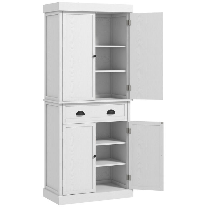 72" H Colonial Kitchen Pantry Freestanding Storage Cabinet White