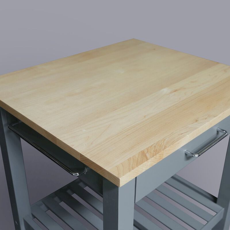 Casual Home Sunrise Kitchen Island with Solid Wood Top - Slate Gray