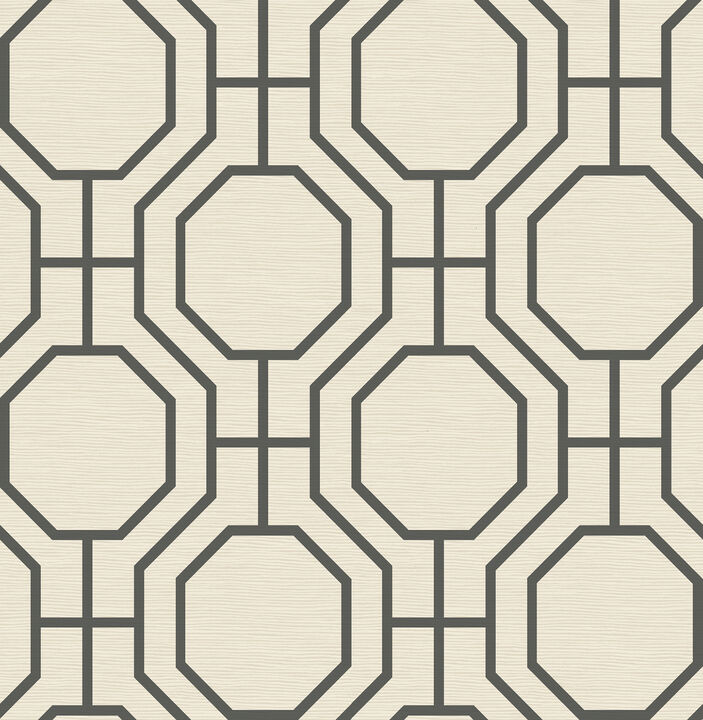 Manor Black Geometric Trellis Wallpaper