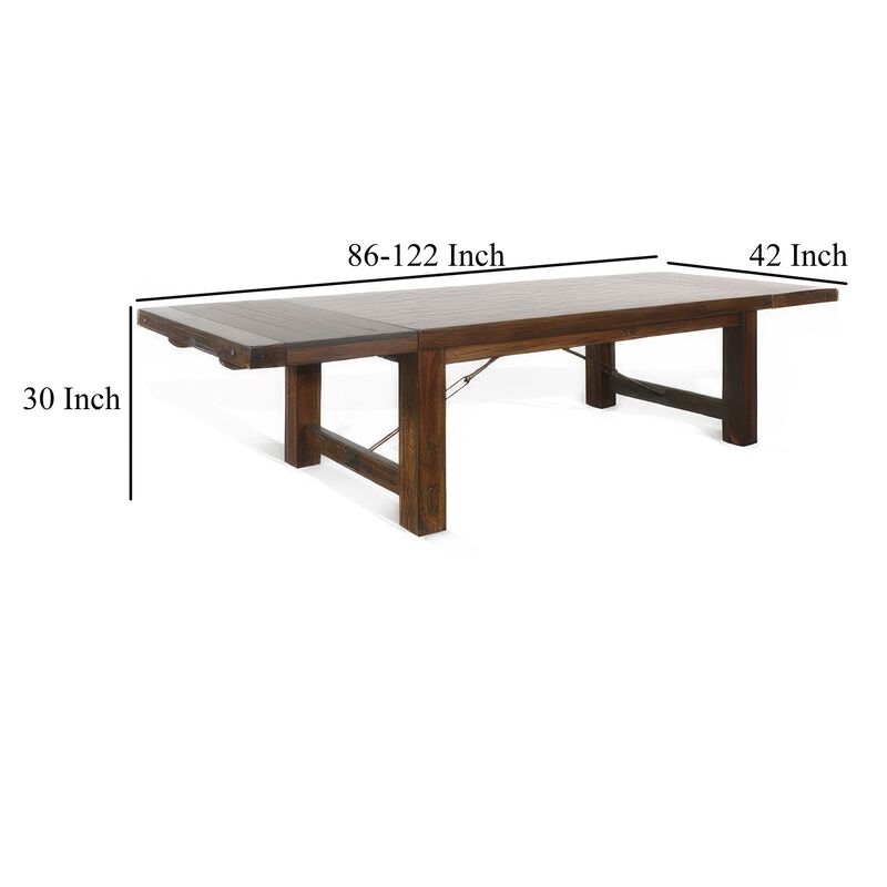 Reggie Dining Table, Brown Mahogany Rectangular Extendable 86-122 Inch
