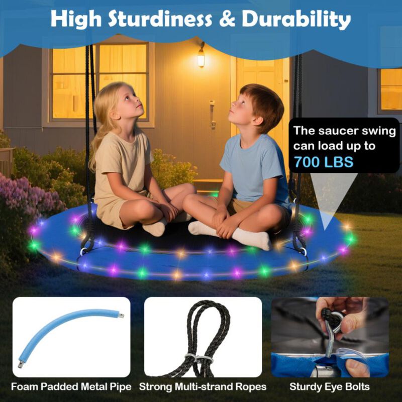Hivvago Saucer Tree Swing Round with Lights for Kids and Adults