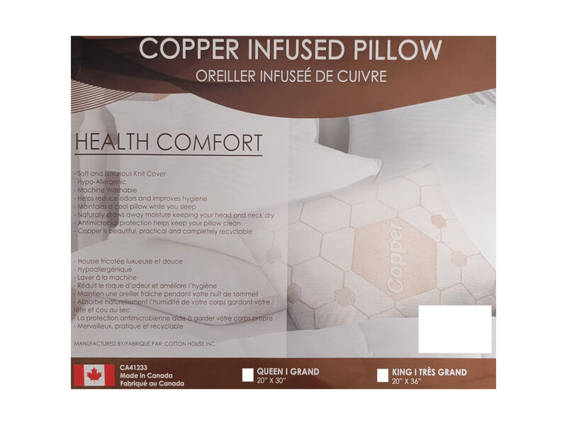Cotton House - Copper Infused Pillow, Hypoallergenic, King Size