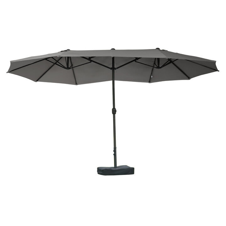 15' Outdoor Double Sided Market Patio Umbrella  Steel Rectangular