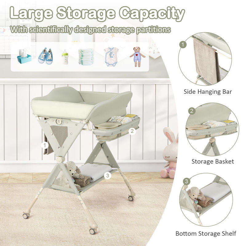 Baby Changing Table on Wheels with Built-In Water Basin – Easy-Clean Design