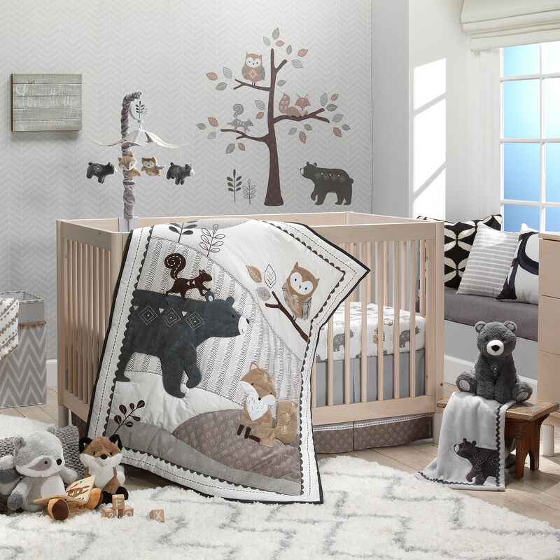 Lambs & Ivy Woodland Forest White/Gray Animal 100% Cotton Baby Fitted Crib Sheet