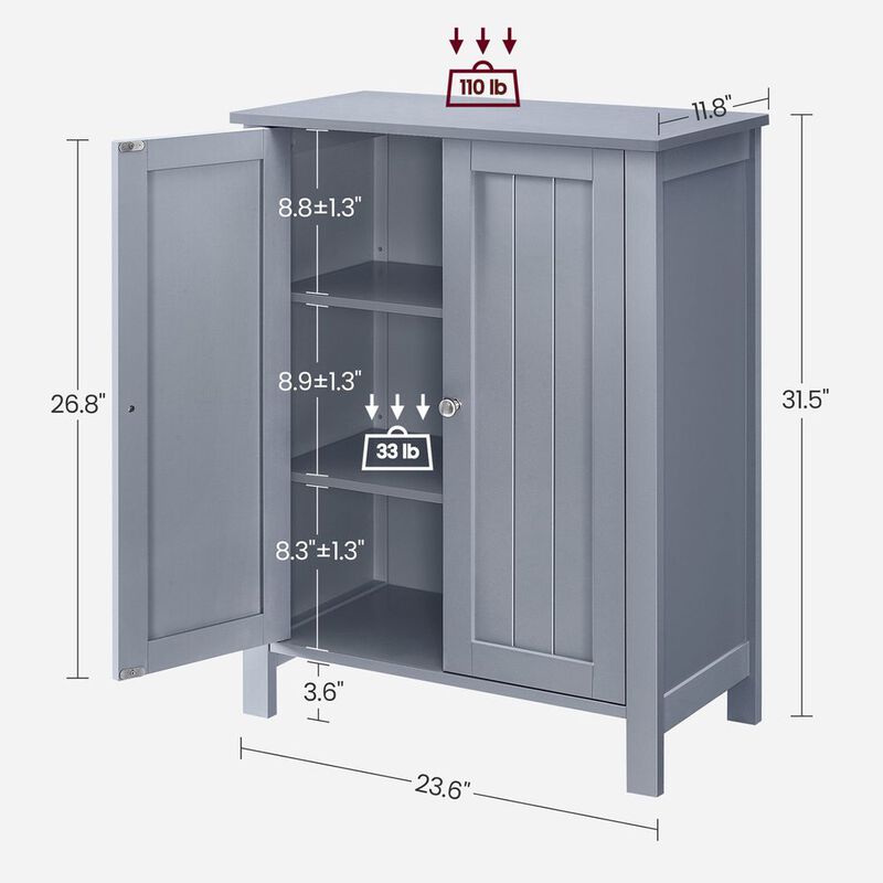 BreeBe Bathroom Floor Storage Cabinet Mystic Gray
