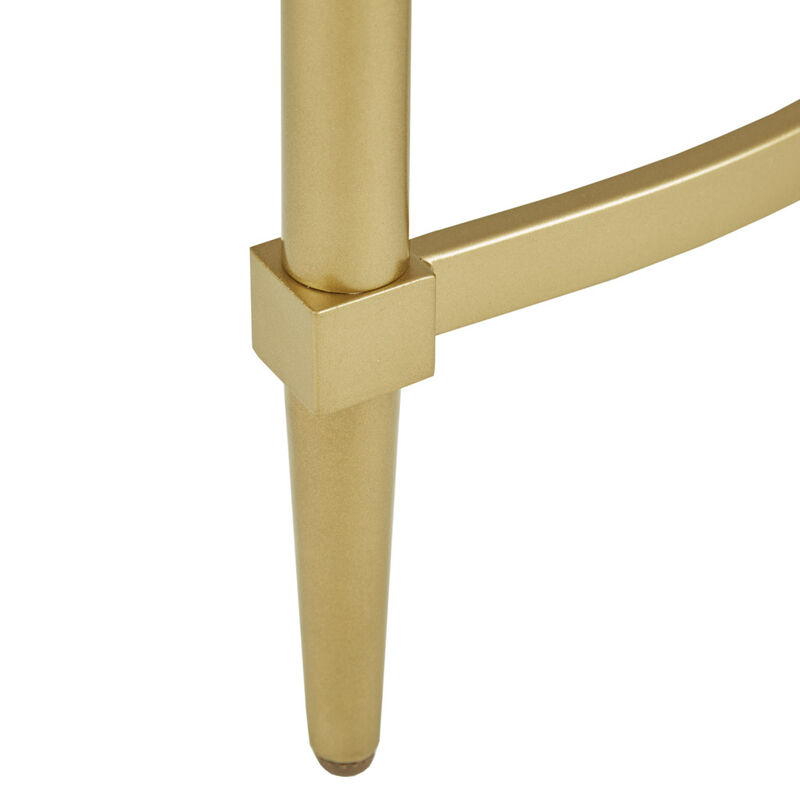 Gracie Mills Marlee Round White Marble and Gold Metal Console Table