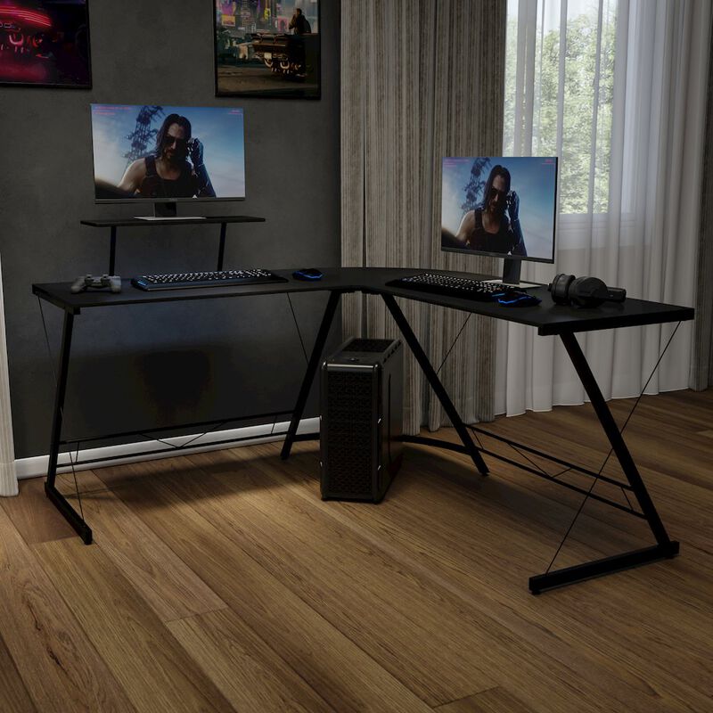Flash Furniture L-Shaped Desk 71.5" Computer Corner Desk, Black/Black image number 8