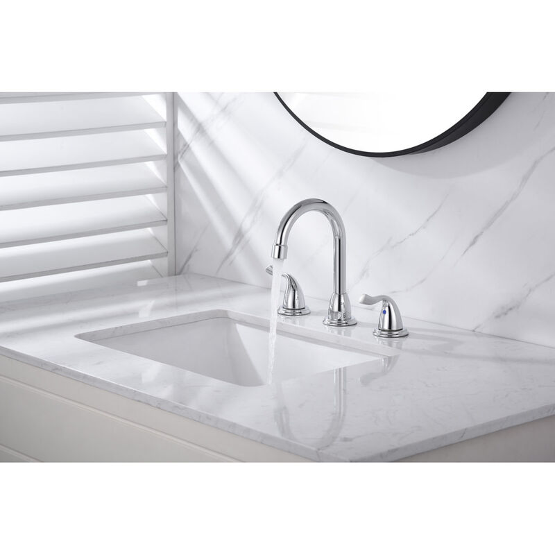Bothwa Home Polished Chrome Bathroom Sink Faucet, Widespread 2-Handle Swivel Vanity Faucet With Drain & Supply Lines image number 6