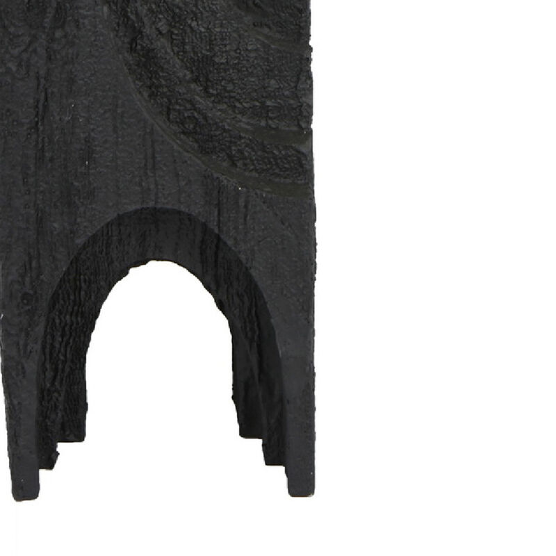Tabletop Decor, Pillar Candle Stand, Geometric Cutouts, Black Resin 21 Inch image number 3