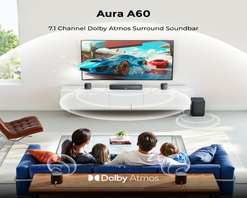 ULTIMEA Aura A60 7.1ch Sound Bar with Dolby Atmos, Subwoofer, 4 Surround Speakers, App Control, HDMI eARC image number 1