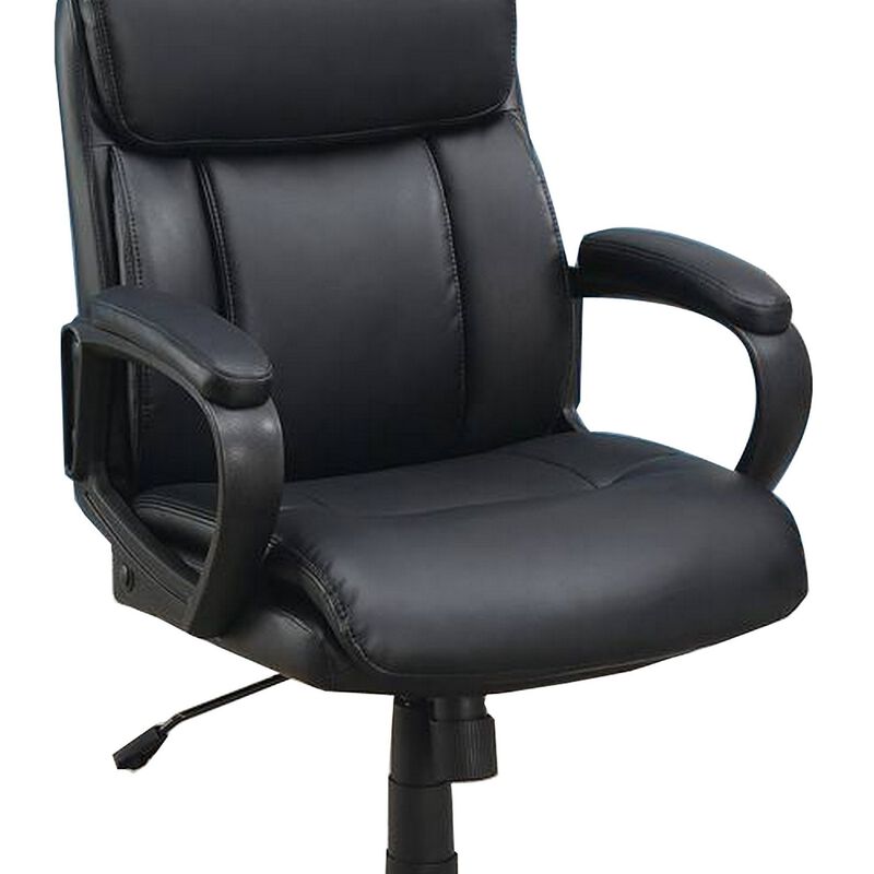 Office Chair with Top Padded Back and Casters, Black-Benzara