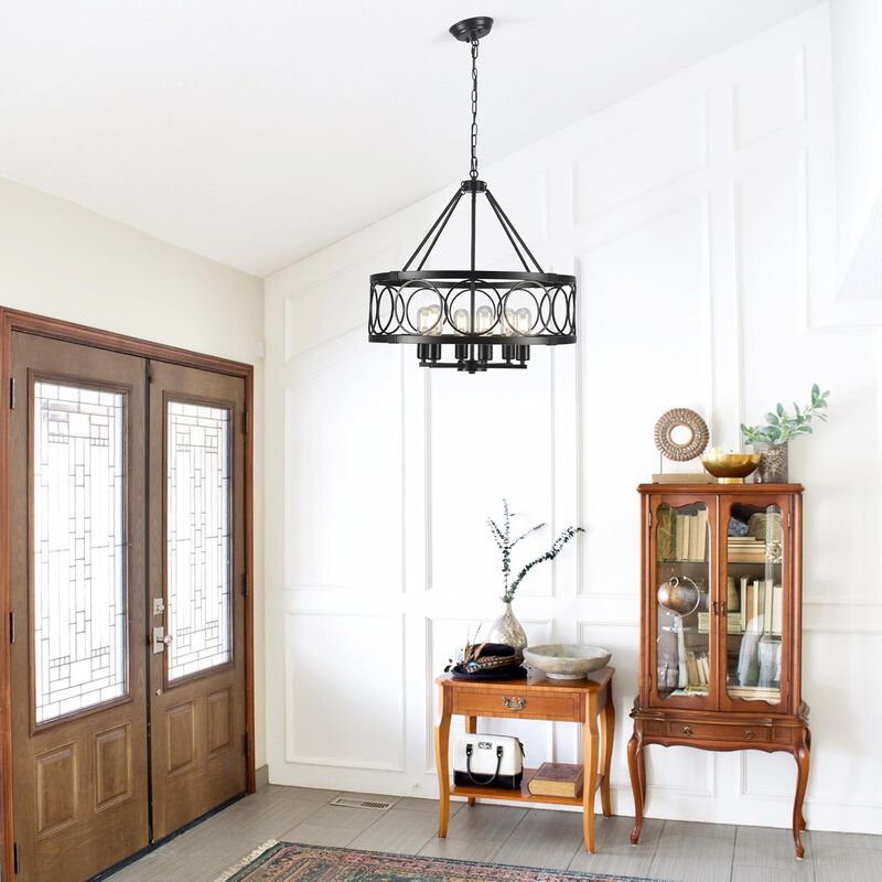 ShipItFurniture Black Farmhouse 6-Light Drum Chandelier image number 4