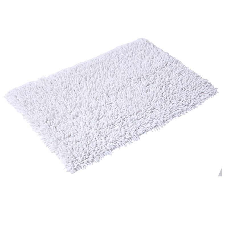 Knightsbridge Chenille Shaggy 220 GSF Non Skid Back Bath Rug 17 x 24 - White