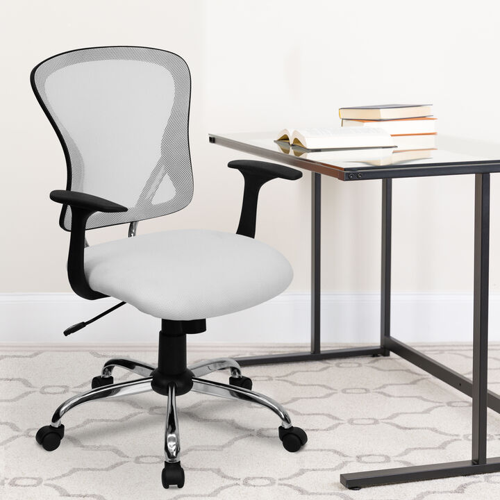 Alfred Mid-Back Dark Gray Mesh Swivel Task Office Chair with Chrome Base and Arms