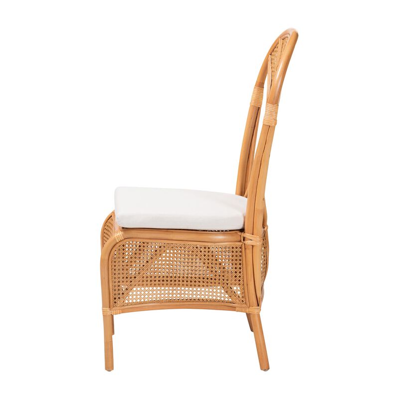 bali & pari Elsa Natural Rattan Dining Chair - Handcrafted Wicker Side Chair with Openwork Back and Woven Detailing, Coastal Boho Seating for Dining Room or Kitchen